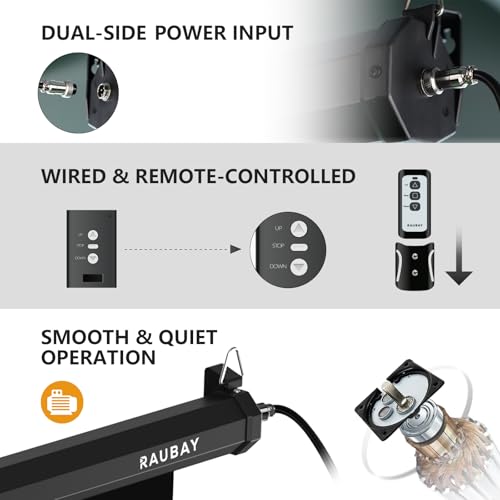 RAUBAY 59.8" x 86.7" Motorized Pull Down Black Screen, Wall Mount by RAUBAY - Used condition - Image 3