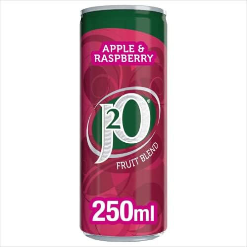 J2O Fruit Blend Juice Drink Perfect Mixer Low Calorie Apple and Raspberry 12 x 250ml Cans, 3000 millilitre