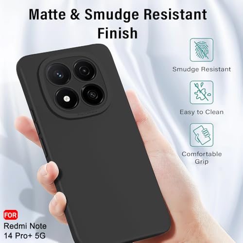 Image of TheGiftKart Liquid Silicon Back Cover Case for Mi Redmi Note 14 Pro Plus 5G | Stylish Camera Protection Module | Micro-Fibre Lining Inside | Back Cover Case for Redmi Note 14 Pro+ 5G (Silicone, Black)