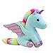 Mislaxy Peluche Unicorno 22 cm Simpatico Giocattolo Bambola Dettagliato con Ali di Corno e Coda Arcobaleno, Bambini dai 3 Anni in su,Blu