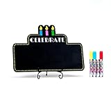 Birthday Decorations, Baby Shower Decorations, Party Supplies Chalkboard Kit, 1 Chalkboard + 4 Chalk Markers + 1 Metal Stand (Celebrate with Chalk Markers)