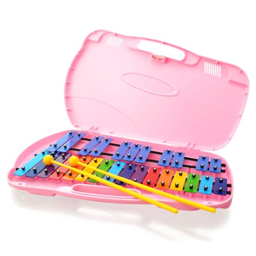 Angel 27-Note Glockenspiel AG-27N – Premium Chromatic Steel Bars with Patented Shock Absorber for Superior Sound & Durability – Expertly Made in Korea – Ideal for Music Students (AG-27N Rosepink)