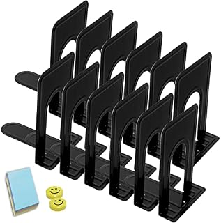Qualsen Book Ends, Bookends, Heavy Duty Metal Book Ends, Book Ends for Shelves, 4 Pairs White Bookends, Book End for children, White Book Ends Book Stopper for Home School Office, 6.7x4.9x5.8 inch