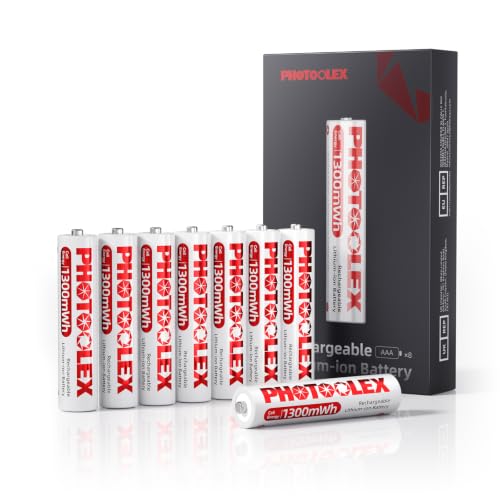 PHOTOOLEX AAA Akku 1300mWh 8 Stück - wiederaufladbare Lithium Batterien AAA akkus 1 5 V hohe Ausgangsleistung Dreifach A Li-ion Batterie 1600+ Zyklen AAA Akkus(Kein Ladegerät)