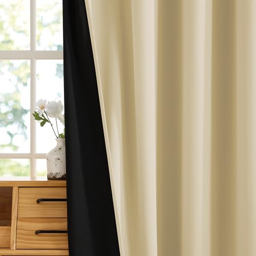 Image of RYB HOME 100% Blackout Door Curtain for Doorway /Open Closet, Privacy Temporary Door for Bedroom /Kitchen /Laundry /Patio, Thermal Insulated Drapes, Beige, W34xL80, 1 Panel