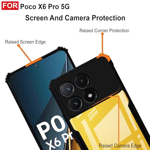 Image of Zapcase Back Case Cover for Poco X6 Pro 5G | Compatible for Poco X6 Pro 5G Back Case Cover | Clear Case with Camera Protection | (TPU + PC | Matte Black)