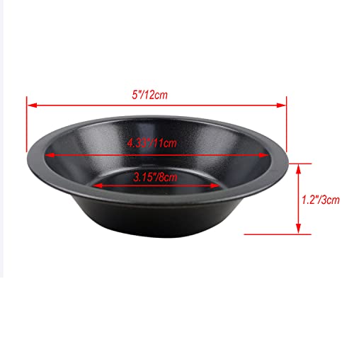 Mini Pie Pans 5 Inch, 4 Pieces Small Round Pot Pie Plates, Nonstick Carbon Steel Bakeware Set - for Baking Pies, Crust, Tarts, Black - Image 3