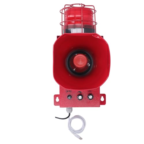 Eujgoov 180dB Sound Light Horn Industrial Siren Alarm Industrial Audio Visual Alarm System with USB Port, Water Proof Emergency Strobe, for Security Posts (DC24V)