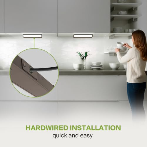 Image of ASD 20 Pack LED Under Cabinet Lighting, 12 inch 5W 325 LM, Dimmable Hardwired Under Cabinet Lights for Kitchen, 3000K /4000K /5000K, Under Counter Light Fixtures, ETL, Bronze, Bullnose Design