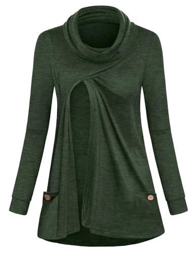 Image of Joymom Maternity Warm Cowl Neck Nursing Sweatshirt Breastfeeding Tunic Tops