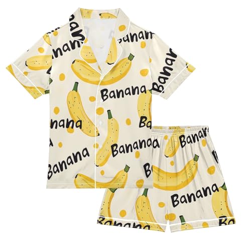 Pajamas Set Short Sleeve Button Down Sleepwear Pjs Sets Cute Loungewear for 5-14Y