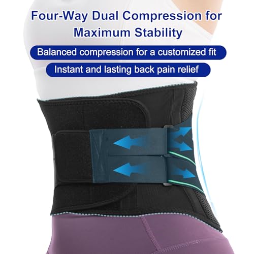 ZAHRVIA Faja Lumbar Hombre Mujer con 6 Varillas de Soporte - Ajuste Doble y Transpirable - Cinturón de Soporte Lumbar para Aliviar Dolor de Espalda y Ciática (X-Large) - imagen 3