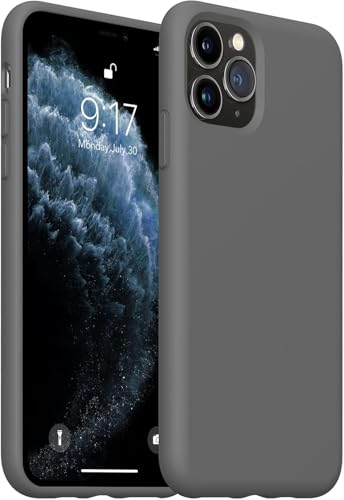 Image of DIZORO Microfiber Candy Case Compatible for iPhone 11 Pro Max Smooth Touch Cushion Liquid Soft Silicone Gel Rubber Phone Cases Non-Slip Full Body Protective Shockproof Back Cover| (Space Grey)