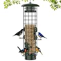 Squirrel Proof Bird Feeder,Metal Mesh Bird Feeders for Outdoors Hanging,Gravity Protection Squirrel Proof Wild Bird Feeders with Finch Cardinal Chickadee,3LB Large Capacity,Green