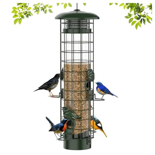 Squirrel Proof Bird Feeder,Metal Mesh Bird Feeders for Outdoors Hanging,Gravity Protection Squirrel Proof Wild Bird Feeders with Finch Cardinal Chickadee,3LB Large Capacity,Green