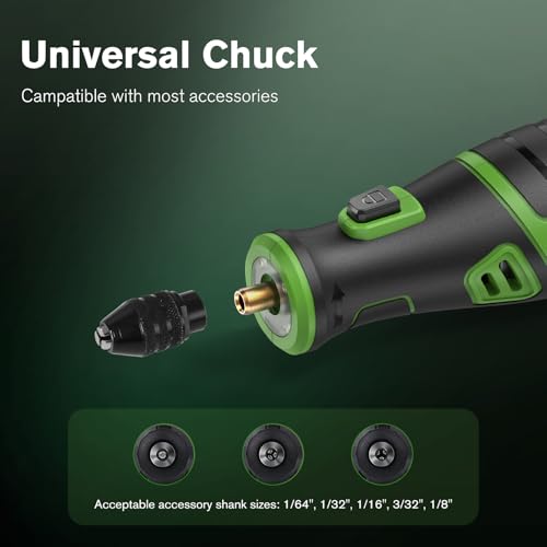 Ginour Multifunktionswerkzeug Akku 8V 2.0Ah Mini Rotationswerkzeug mit LED-Licht 5 Gang 5000-30000 U/min 153 Multifunktionswerkzeug Zubehör Set für Bohren, Gravieren, Polieren, Schleifen – Bild 5