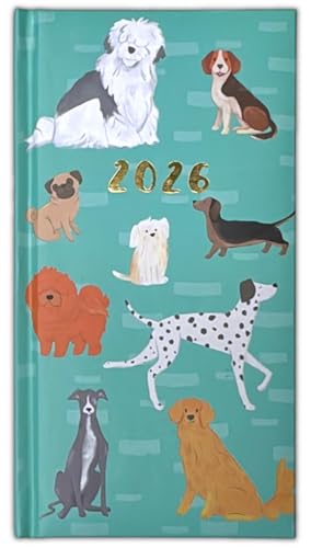 Orbitron 2026 Diary Slim Size Week to View Diaries Full Year Journal Calendar Planner (Puppies)
