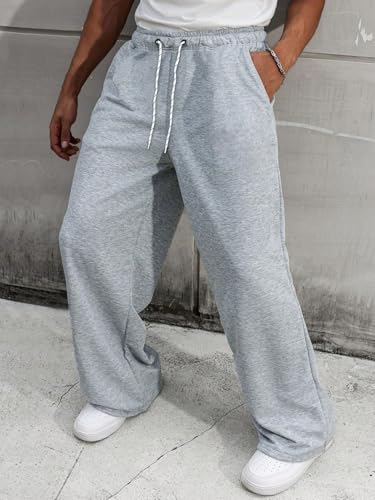 Image of dockstreet Straight Wide fit Long Length Trouser Style Drawstring Trackpant for Men /Trending Sporty Style, Relaxed Casual Pants for Men