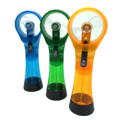 Image of BJPEY Water Misting Fans Portable Personal Handheld Spray Fan Cooling Outdoor Cooler, Pack of 3 (Blue /Green /Yellow)