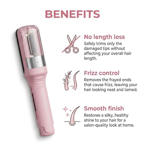 Image of MNMK Split Ends Trimmer for Women | Cordless Rechargeable Split End Remover Machine | Frizz-Free Damaged Dry Strands Care Tool | USB Charging | Salon Style Styling Device