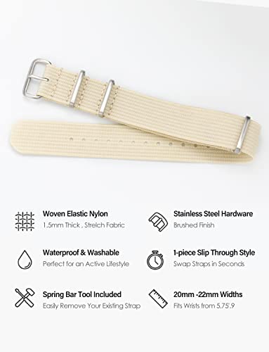 Image of TACTICAL FROG Nylon Watch Band 18mm 19 mm 20mm 22 mm 24 mm, Waterproof Military Watch Straps Replacement for Men Women, With Stainless Steel Buckle
