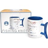 Kvonu Fishing Knot Coffee Mug - Learn How to Tie Five Fishing Knots - Fun Present for Fishing Enthusiasts, Sailor, Boat Lover