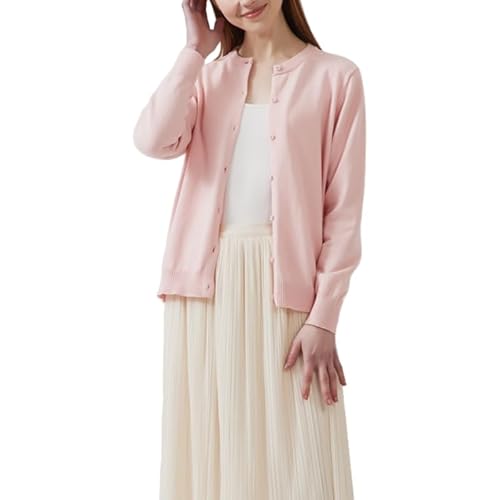 KIJSKKOPO Cardigan Leggero A Maniche Lunghe per Donna, Beige, Collo