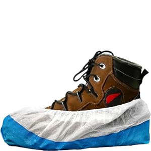 10x Blue/White Heavy Duty Overshoes | Reusable and Disposable Overshoes | Long-Lasting, Waterproof and Slip Resistant | Simply Direct Brand