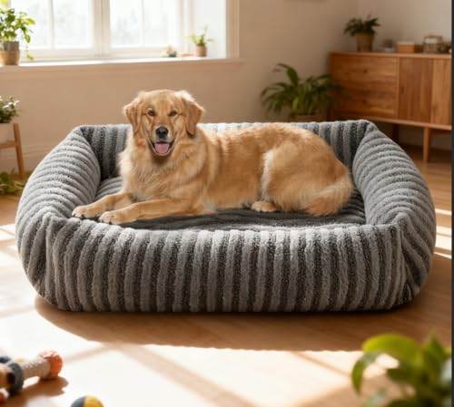 Pawk Hundebett große Hunde – orthopädisches Hundekorb mit abnehmbarem Bezug, rutschfestes waschbares Hundebett mit hohem Rand, 76 x 61 x 20 cm