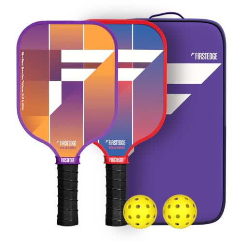 Image of StrikeBase Fibreglass Pickle Ball Rackets (Set of 2) | Wide Body Pickleball Paddle | Grit Painted Surface | Dual-Tone Edge Guard | Lightweight (Includes 2 Paddles 2 Balls & Cover)-16MM