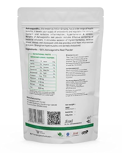 NISARG ORGANIC FARM Combo Ashwagandha and Shatavari Root Powder Pure and Natural Traditional Method Made Herbal Supplement Balance Women Hormones Height Growth (200gm)