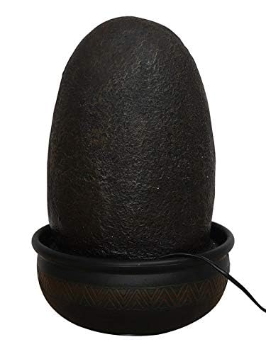 Image of Polyresin Golden Brown Side Face Buddha Table Top Home Decor Indoor 5 Steps Water Fountain with Yellow LED Lights & Water Flow Controller Pump (Size: 41.5 x 25 x 25CM | Weight: 2160grm)