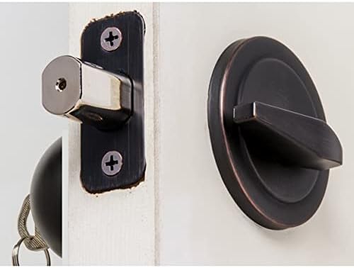 Interior view of Hyper Tough deadbolt installed on a door, showing the thumb-turn and latch mechanism