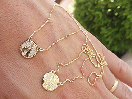 Escapulário Masculino Nossa Senhora Aparecida Banhado Ouro 18k