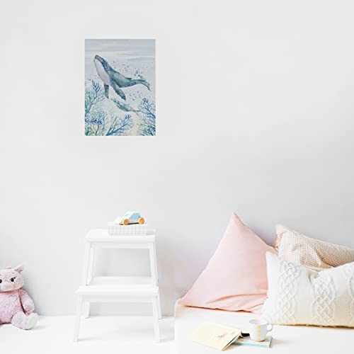 Biwsha Vintage Ocean Beach Summer Whale Canvas Wall Art Prints Decor For Coastal House Home Bedroom Living Room Bathroom Office,Marine Life Themed Paintings Art Decor 11X14 Inches,Whale Lover Gifts #TOP7