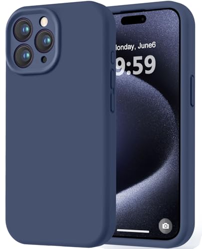 Image of LOVE 3000 Designed for iPhone 15 Pro Max Case, Premium Silicone with [Soft Anti-Scratch Microfiber Lining] Shockproof Protective Phone Case for Men Women Girls 6.7 inch, Navy Blue