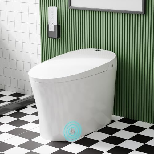 Smart Toilet,One Piece Bidet Toilet for Bathrooms,Elongated Toilet With Warm Water,Foot Sensor Operation,Dual Auto Flush,Heated Bidet Seat,Night Light,Auto Smart Toilet With Led Display