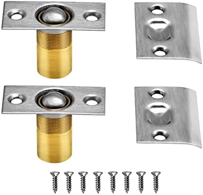META Hardware Adjustable Cabinet/Closet/Door Large Ball Catch/Latch with Strike Plate & Screws, 2-1/8 inch, Satin Nickel (2 Pack)