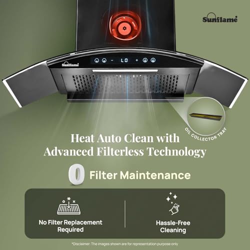 Image of Sunflame 90 cm BLDC Chimney with 1400 m /hr suction | Low Noise Operation with Heat Auto Clean | 12 Year Motor Coverage | SF-RE90