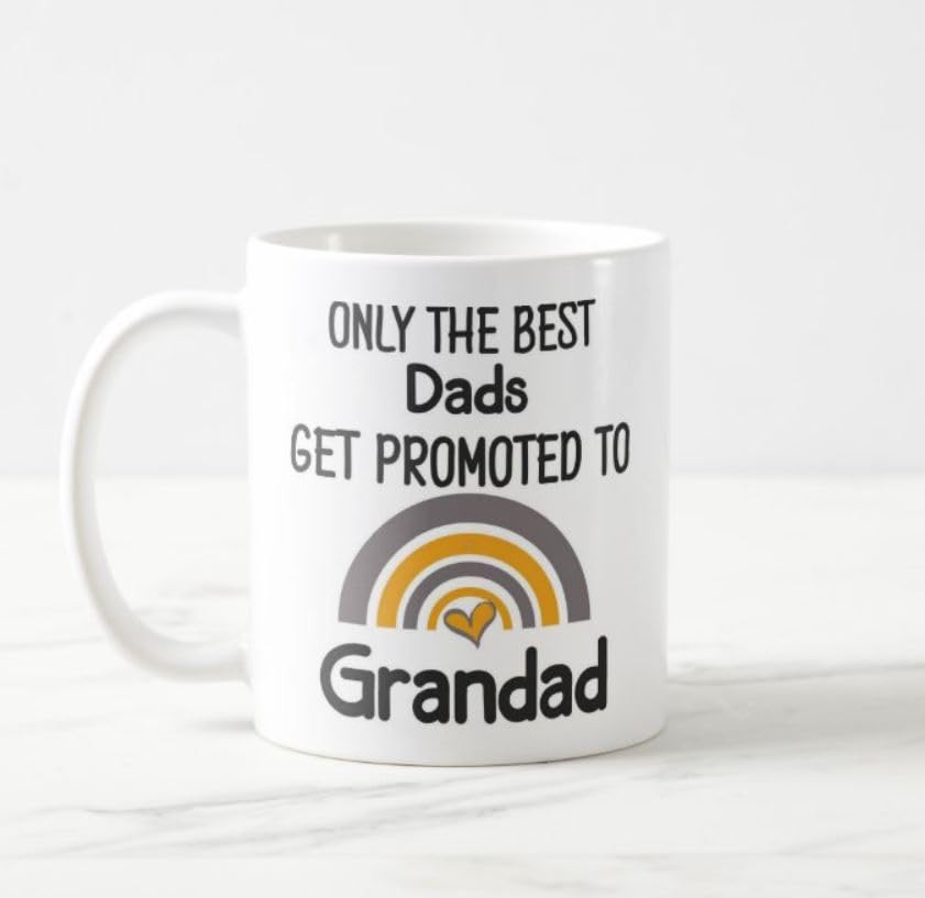 Only The Best Dads Get Promoted to Grandad - Coffee Mug Tea Cup - Pregnancy Announcement Gift Idea for New Grandparent Novelty Gift Mug (11oz)