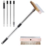 148 cm Pizzaofen Bürste mit Edelstahlschaber, Abnehmbarem Pizzaofen Besen, Outdoor Grill Pizzastein...