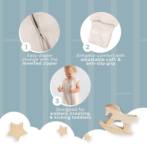 Image of Toddler Sleep Sack Sleeveless Wearable Blanket | Soft, lightweight design with adjustable foot cuffs, anti-slip grips, and all-night comfort for active little sleepers.