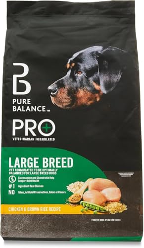 Pure Balance Pro+ Large Breed Chicken & Brown Rice Recipe Dry Dog Food - No Fillers, Artificial Colors, or Flavors - Dog Kibble Form, High Protein (16 lbs)