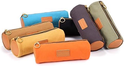 iDream365 Canvas Simple Pencil Case Bag PouchDurable with Brass Zipper,Match Color Design-Black