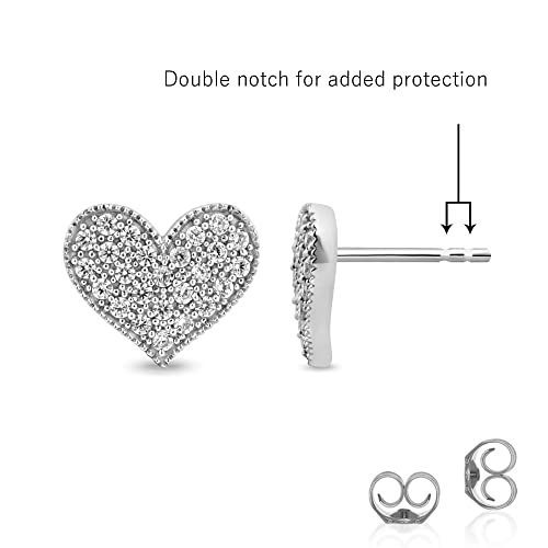 La Joya 1 1/2 Ct Tw Lab Created Heart Shaped Diamond Stud Earrings | 925 Sterling Silver Heart Diamond Earrings To Steal Her Heart | Ideal Diamond Jewelry Gift #TOP1