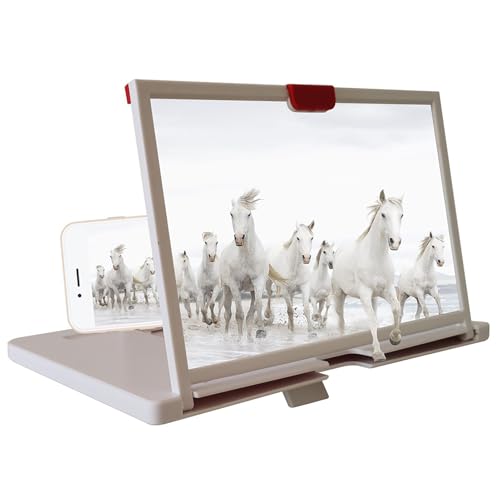 MOVKZACV - Lupa de pantalla plegable para teléfono móvil, 30,5 cm, soporte 3D HD para teléfono móvil, para películas, vídeos y juegos, para todos los smartphones (blanco)