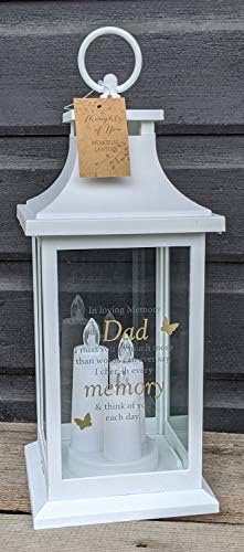 Widdop Dad Graveside Memorial Candle Lantern, Outdoor Battery Powered Remembrance Tribute Grave Memory Gift TY128D