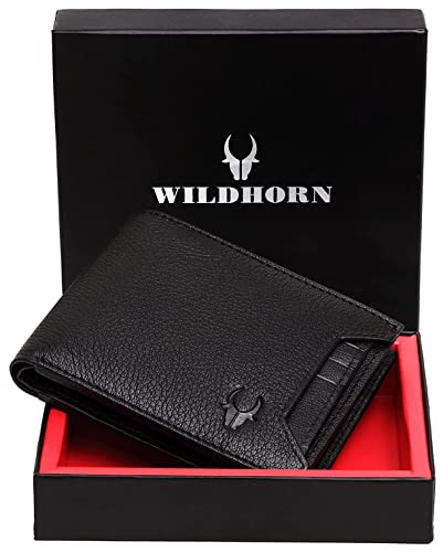 Image of WildHorn Old River Genuine Mens Leather Wallet (Black, Free Size)