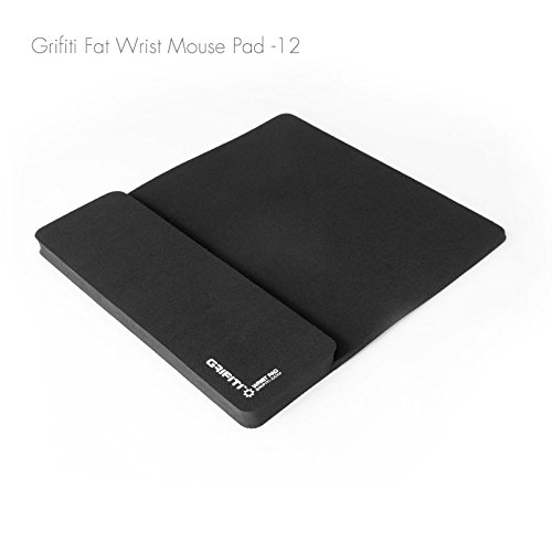 Grifiti Fat Mouse Wrist Pad 12 Jumbo Size Mouse Pad for Mice, Keypads, Numberpads, Trackpads, Trackballs, Adding Machines, Printing Calculators (Black Nylon)