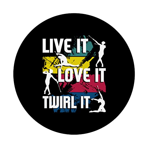 Live It Love It Twirl It - Baton Twirling Twirler Dancing PopSockets Swappable PopGrip, Black - Image 3